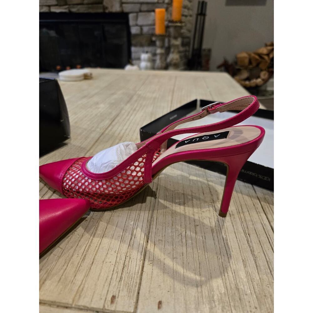 Aqua Women's Pink Mesh Pointed Toe Slingback High‎ Heel Pumps Size 8B